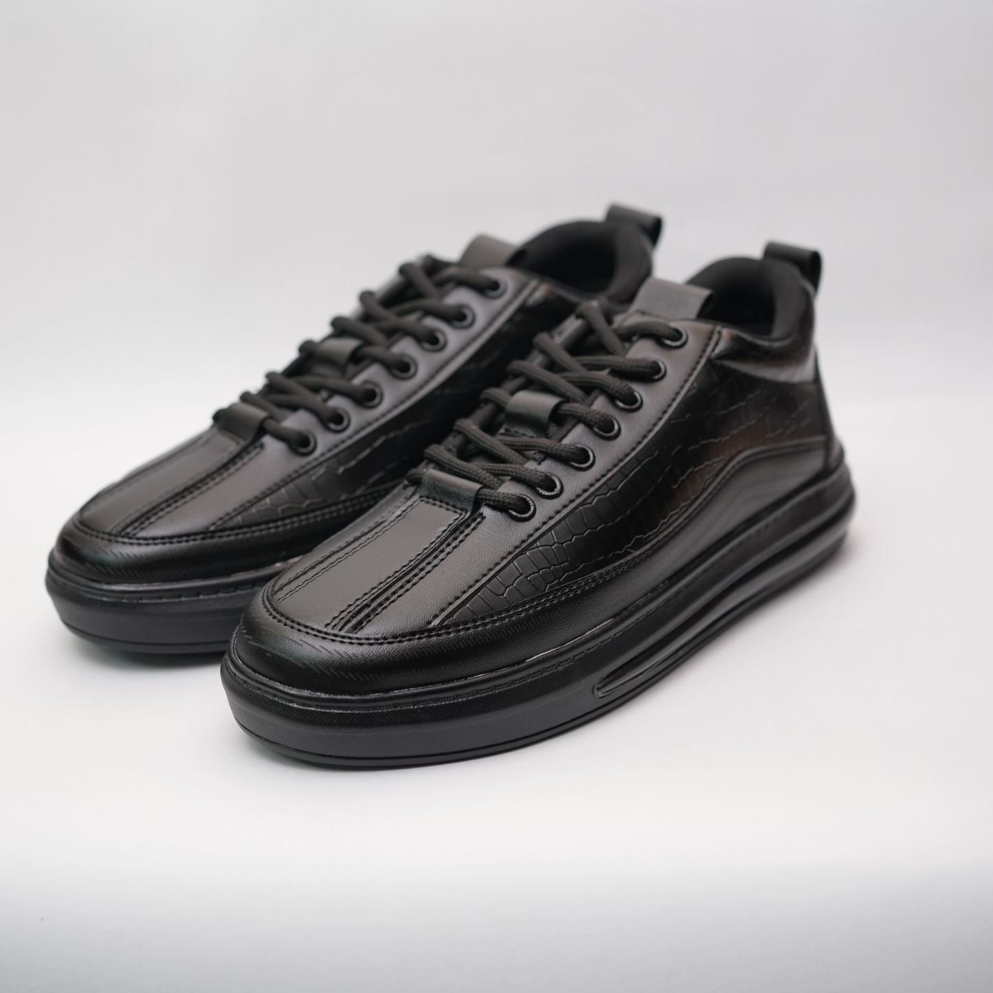 Black shoes on a white background