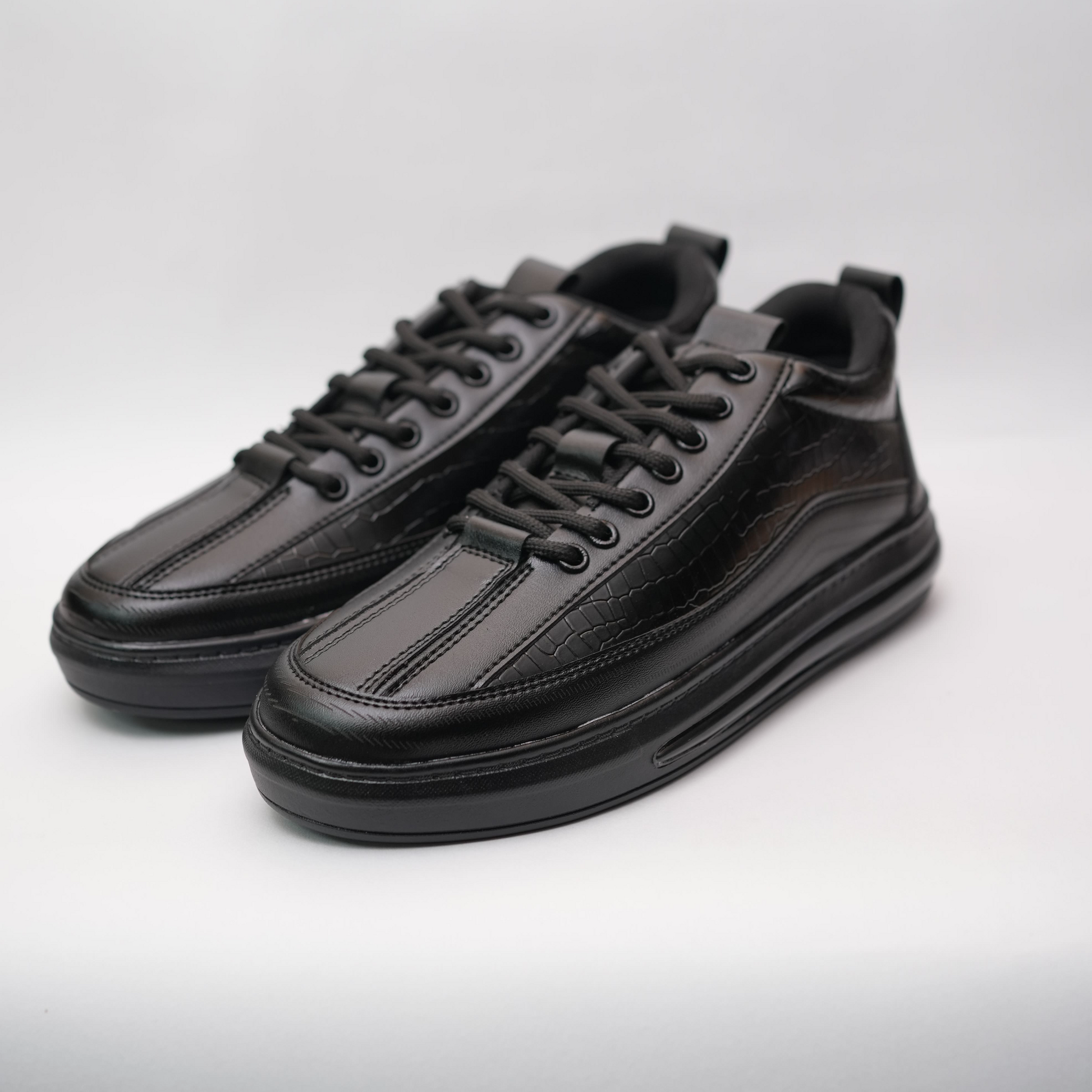 Black shoes on a white background